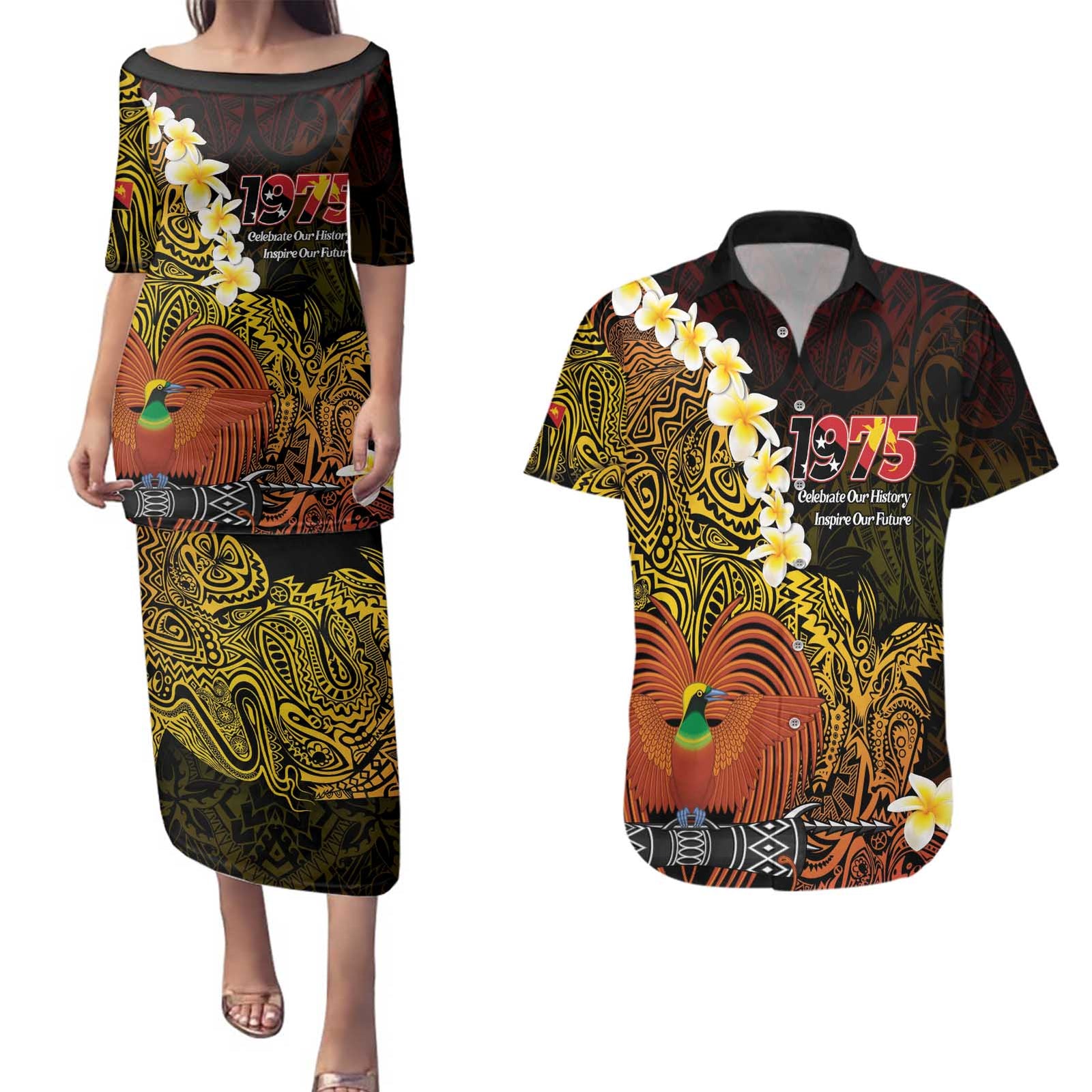 Papua New Guinea 1975 Couples Matching Puletasi and Hawaiian Shirt Create Our History Inspire Our Future - Polynesian Pride