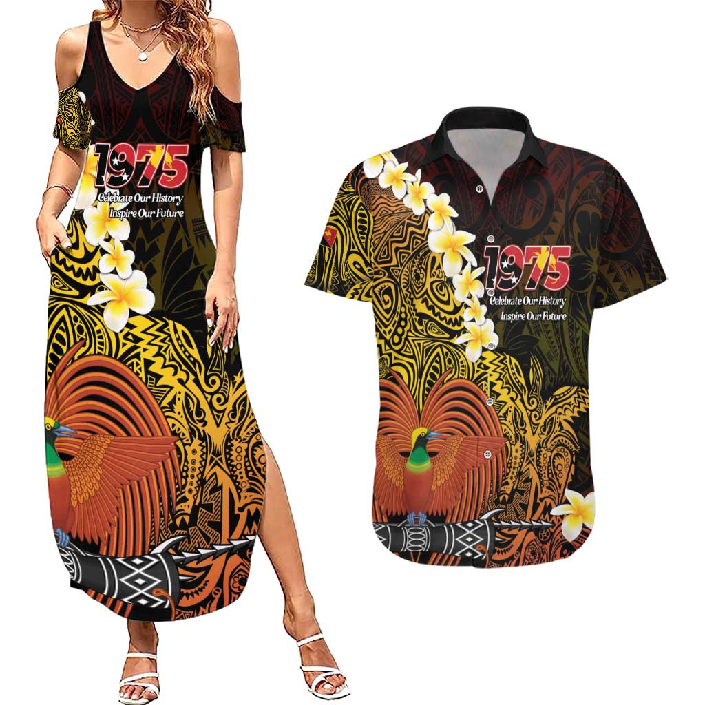 Papua New Guinea 1975 Couples Matching Summer Maxi Dress and Hawaiian Shirt Create Our History Inspire Our Future - Polynesian Pride