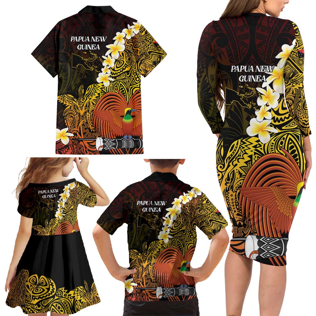Papua New Guinea 1975 Family Matching Long Sleeve Bodycon Dress and Hawaiian Shirt Create Our History Inspire Our Future - Polynesian Pride