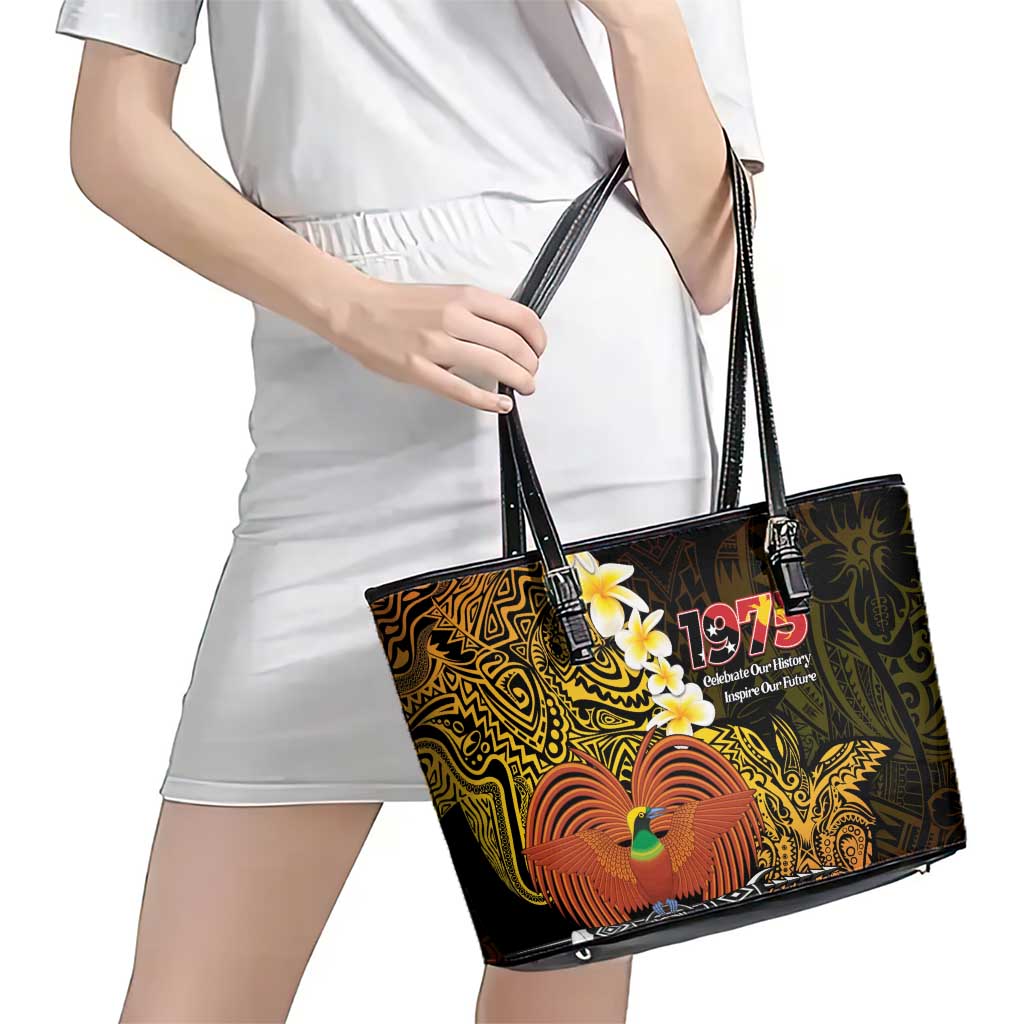 Papua New Guinea 1975 Leather Tote Bag Create Our History Inspire Our Future - Polynesian Pride