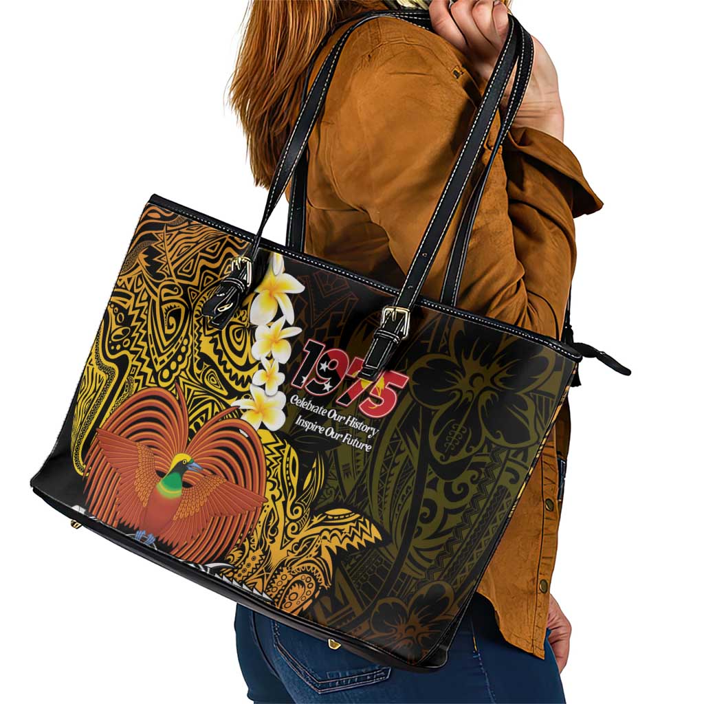 Papua New Guinea 1975 Leather Tote Bag Create Our History Inspire Our Future - Polynesian Pride