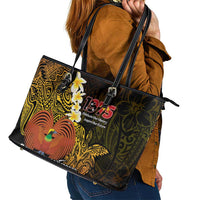 Papua New Guinea 1975 Leather Tote Bag Create Our History Inspire Our Future - Polynesian Pride