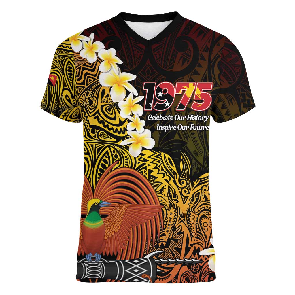 Papua New Guinea 1975 Women V-Neck T-Shirt Create Our History Inspire Our Future - Polynesian Pride