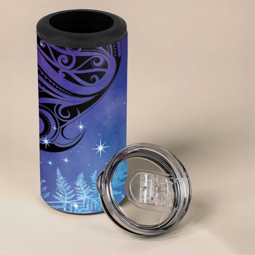 New Zealand Matariki 4 in 1 Can Cooler Tumbler Aotearoa Maori New Year Galaxy Maori Silver Fern