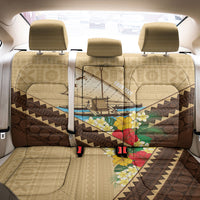 Personalised Bula Vinaka Fiji Drua Back Car Seat Cover Fijian Traditional Canoe Tapa Cloth Beige LT14 - Polynesian Pride