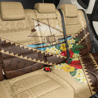 Personalised Bula Vinaka Fiji Drua Back Car Seat Cover Fijian Traditional Canoe Tapa Cloth Beige LT14 - Polynesian Pride