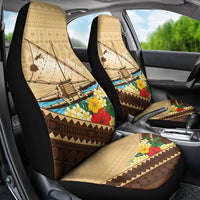 Personalised Bula Vinaka Fiji Drua Car Seat Cover Fijian Traditional Canoe Tapa Cloth Beige LT14 - Polynesian Pride
