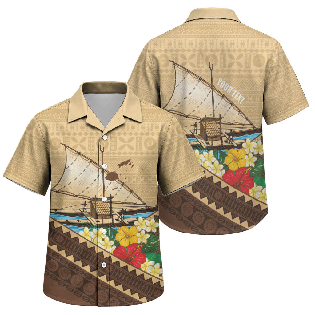 Personalised Bula Vinaka Fiji Drua Family Matching Puletasi and Hawaiian Shirt Fijian Traditional Canoe Tapa Cloth Beige LT14 Son's Shirt Beige - Polynesian Pride