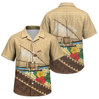 Personalised Bula Vinaka Fiji Drua Family Matching Puletasi and Hawaiian Shirt Fijian Traditional Canoe Tapa Cloth Beige LT14 Son's Shirt Beige - Polynesian Pride