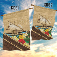 Personalised Bula Vinaka Fiji Drua Garden Flag Fijian Traditional Canoe Tapa Cloth Beige LT14 - Polynesian Pride