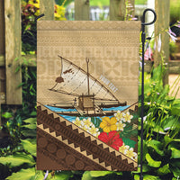 Personalised Bula Vinaka Fiji Drua Garden Flag Fijian Traditional Canoe Tapa Cloth Beige LT14 Garden Flag Beige - Polynesian Pride