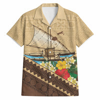 Personalised Bula Vinaka Fiji Drua Hawaiian Shirt Fijian Traditional Canoe Tapa Cloth Beige LT14 Beige - Polynesian Pride