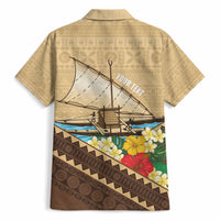 Personalised Bula Vinaka Fiji Drua Hawaiian Shirt Fijian Traditional Canoe Tapa Cloth Beige LT14 - Polynesian Pride