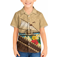 Personalised Bula Vinaka Fiji Drua Hawaiian Shirt Fijian Traditional Canoe Tapa Cloth Beige LT14 - Polynesian Pride