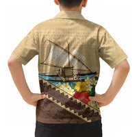 Personalised Bula Vinaka Fiji Drua Hawaiian Shirt Fijian Traditional Canoe Tapa Cloth Beige LT14 - Polynesian Pride