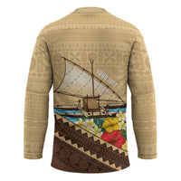 Personalised Bula Vinaka Fiji Drua Hockey Jersey Fijian Traditional Canoe Tapa Cloth Beige LT14 - Polynesian Pride
