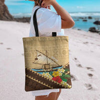 Personalised Bula Vinaka Fiji Drua Tote Bag Fijian Traditional Canoe Tapa Cloth Beige LT14 - Polynesian Pride