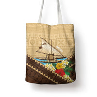 Personalised Bula Vinaka Fiji Drua Tote Bag Fijian Traditional Canoe Tapa Cloth Beige LT14 - Polynesian Pride