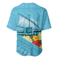 Personalised Bula Vinaka Fiji Drua Baseball Jersey Fijian Traditional Canoe Tapa Cloth Blue LT14 - Polynesian Pride