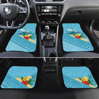 Personalised Bula Vinaka Fiji Drua Car Mats Fijian Traditional Canoe Tapa Cloth Blue LT14 Set 4pcs Blue - Polynesian Pride