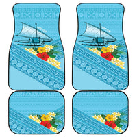 Personalised Bula Vinaka Fiji Drua Car Mats Fijian Traditional Canoe Tapa Cloth Blue LT14 - Polynesian Pride