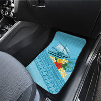 Personalised Bula Vinaka Fiji Drua Car Mats Fijian Traditional Canoe Tapa Cloth Blue LT14 - Polynesian Pride