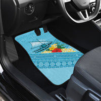 Personalised Bula Vinaka Fiji Drua Car Mats Fijian Traditional Canoe Tapa Cloth Blue LT14 - Polynesian Pride