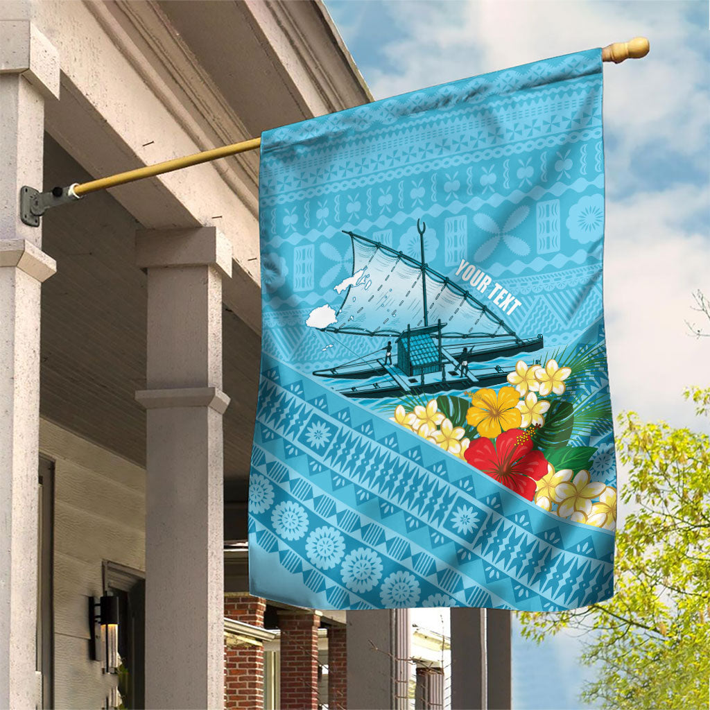 Personalised Bula Vinaka Fiji Drua Garden Flag Fijian Traditional Canoe Tapa Cloth Blue LT14 House Flag Blue - Polynesian Pride