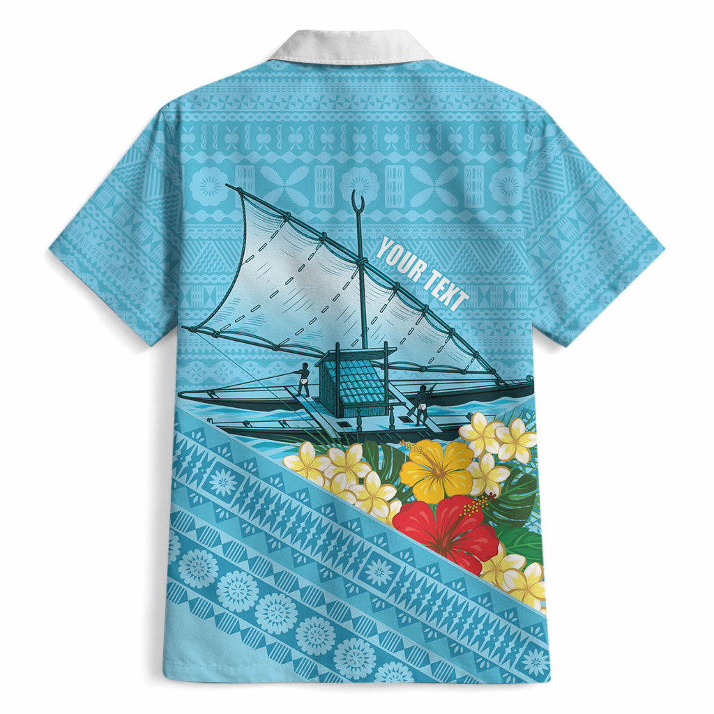 Personalised Bula Vinaka Fiji Drua Hawaiian Shirt Fijian Traditional Canoe Tapa Cloth Blue LT14 - Polynesian Pride