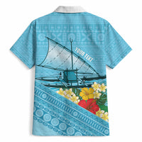 Personalised Bula Vinaka Fiji Drua Hawaiian Shirt Fijian Traditional Canoe Tapa Cloth Blue LT14 - Polynesian Pride