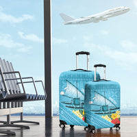 Personalised Bula Vinaka Fiji Drua Luggage Cover Fijian Traditional Canoe Tapa Cloth Blue LT14 - Polynesian Pride