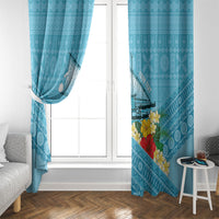 Personalised Bula Vinaka Fiji Drua Window Curtain Fijian Traditional Canoe Tapa Cloth Blue LT14 - Polynesian Pride