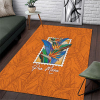Aloha Hawaii Pua Manu Area Rug Hawaiian Bird of Paradise Flowers Stylized Stamp LT14 Orange - Polynesian Pride