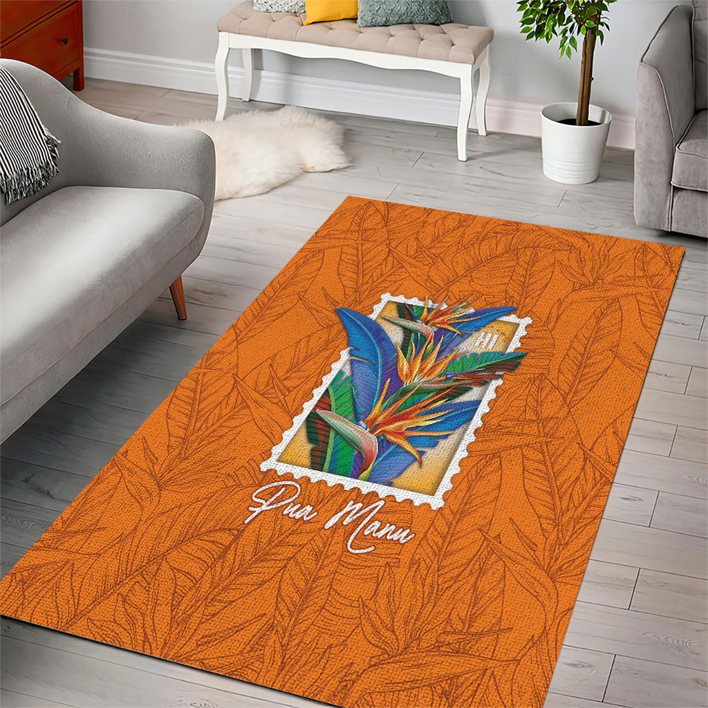 Aloha Hawaii Pua Manu Area Rug Hawaiian Bird of Paradise Flowers Stylized Stamp LT14 - Polynesian Pride