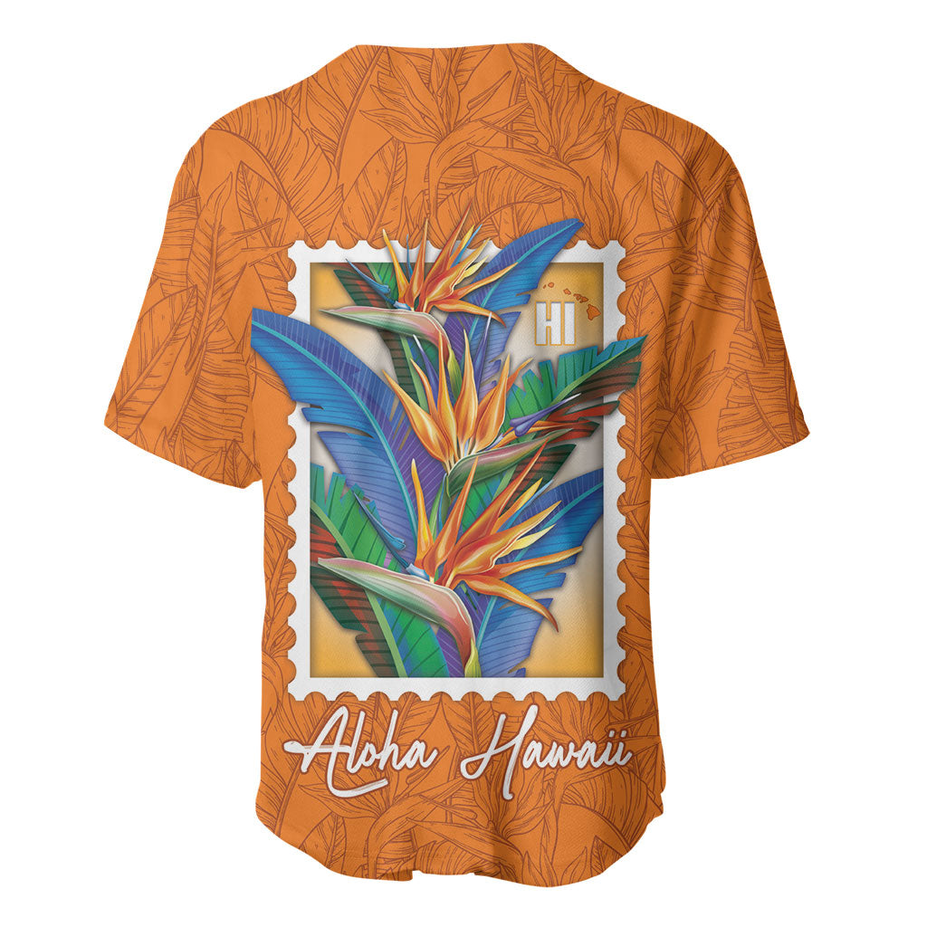 Aloha Hawaii Pua Manu Baseball Jersey Hawaiian Bird of Paradise Flowers Stylized Stamp LT14 - Polynesian Pride