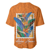 Aloha Hawaii Pua Manu Baseball Jersey Hawaiian Bird of Paradise Flowers Stylized Stamp LT14 - Polynesian Pride
