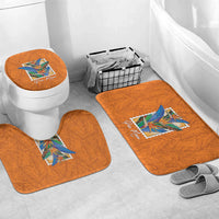 Aloha Hawaii Pua Manu Bathroom Set Hawaiian Bird of Paradise Flowers Stylized Stamp LT14 Mat Set Only (3 pcs) One Size Orange - Polynesian Pride