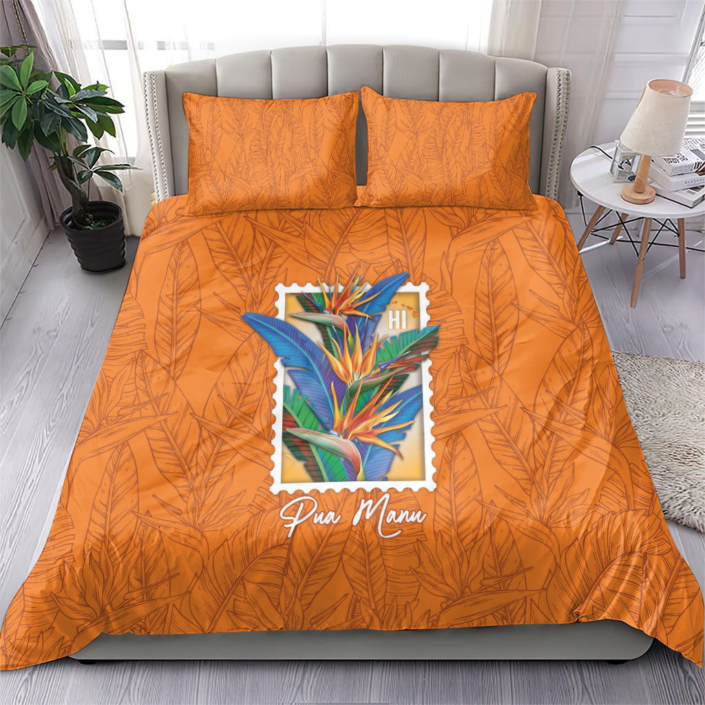 Aloha Hawaii Pua Manu Bedding Set Hawaiian Bird of Paradise Flowers Stylized Stamp LT14 - Polynesian Pride
