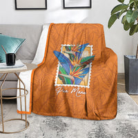 Aloha Hawaii Pua Manu Blanket Hawaiian Bird of Paradise Flowers Stylized Stamp LT14 - Polynesian Pride