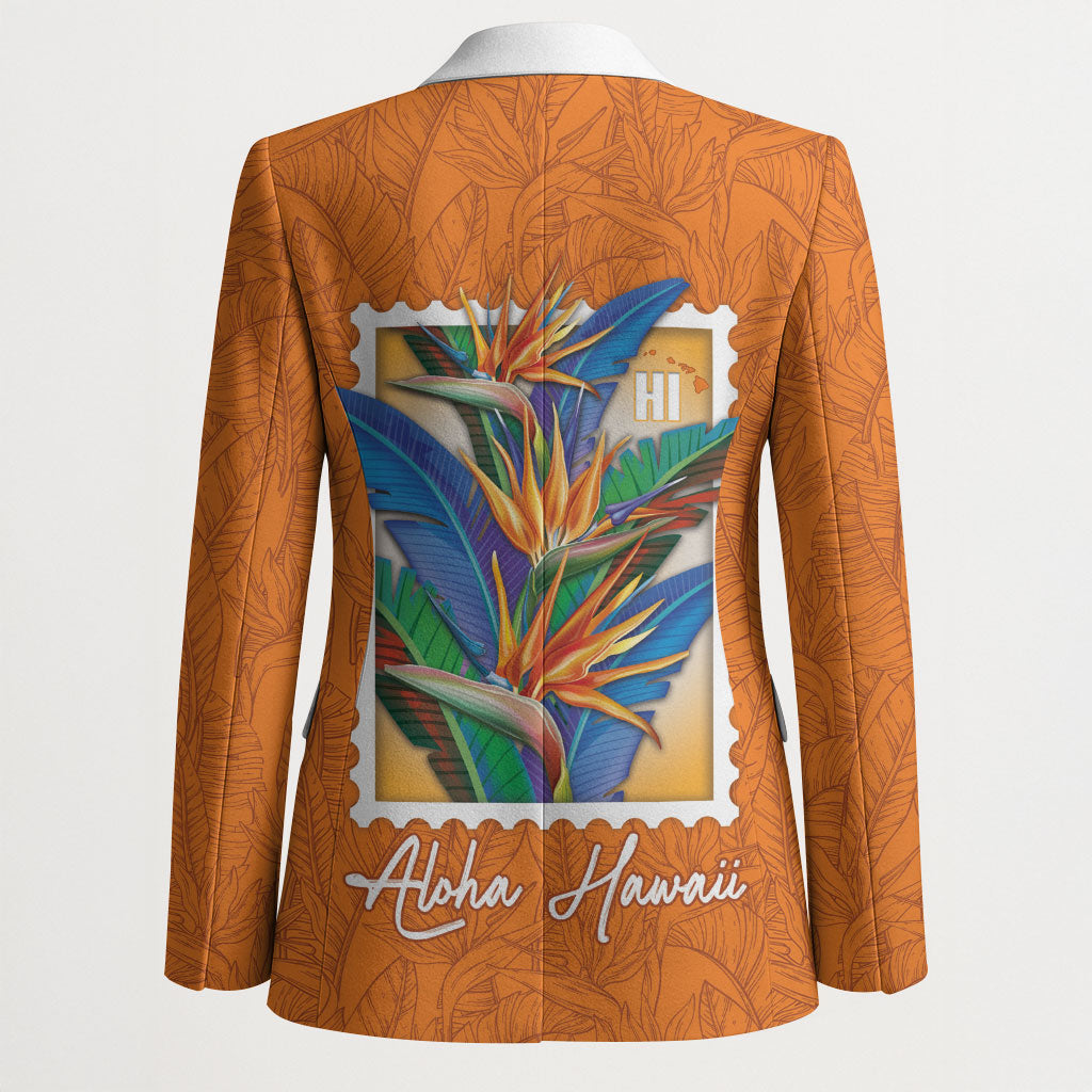Aloha Hawaii Pua Manu Blazer Hawaiian Bird of Paradise Flowers Stylized Stamp LT14 - Polynesian Pride