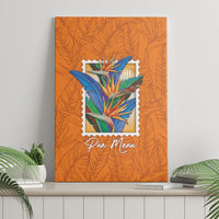 Aloha Hawaii Pua Manu Canvas Wall Art Hawaiian Bird of Paradise Flowers Stylized Stamp LT14 - Polynesian Pride