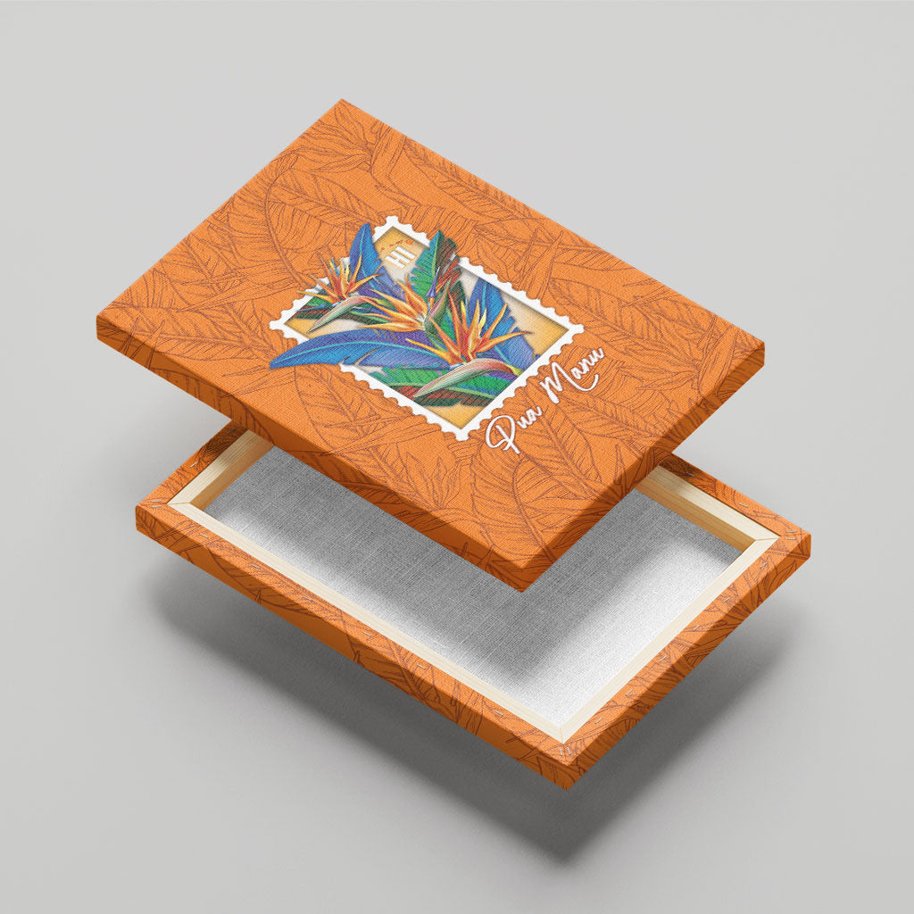 Aloha Hawaii Pua Manu Canvas Wall Art Hawaiian Bird of Paradise Flowers Stylized Stamp LT14 - Polynesian Pride