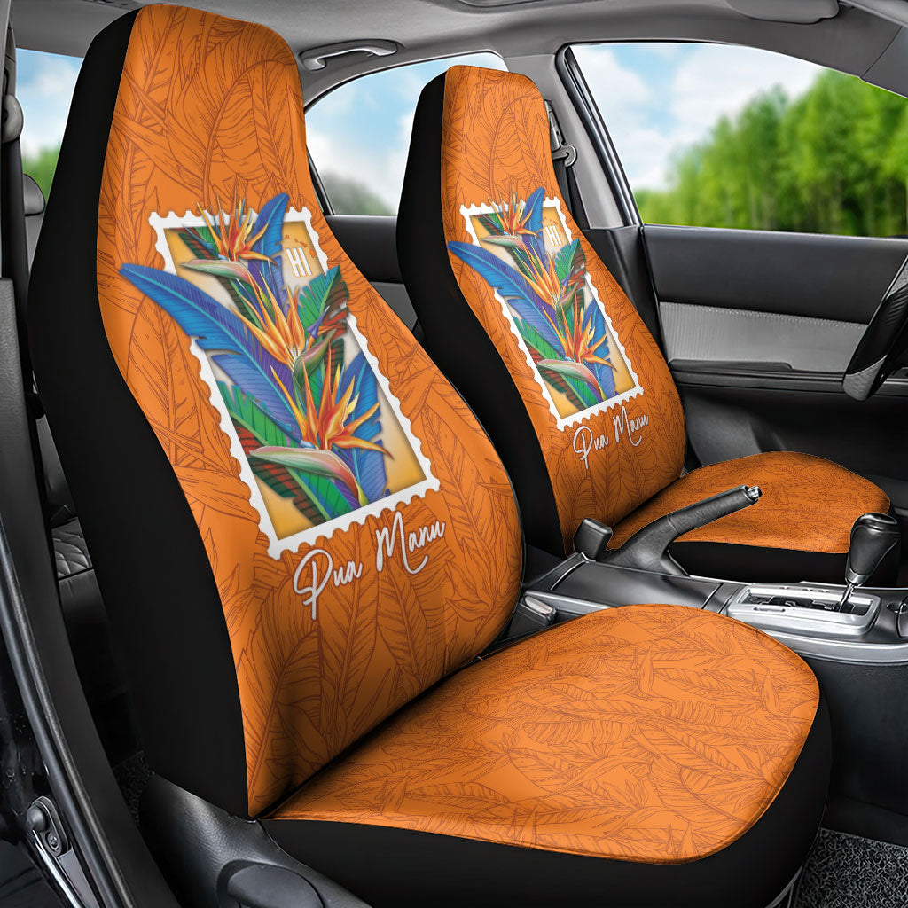 Aloha Hawaii Pua Manu Car Seat Cover Hawaiian Bird of Paradise Flowers Stylized Stamp LT14 - Polynesian Pride