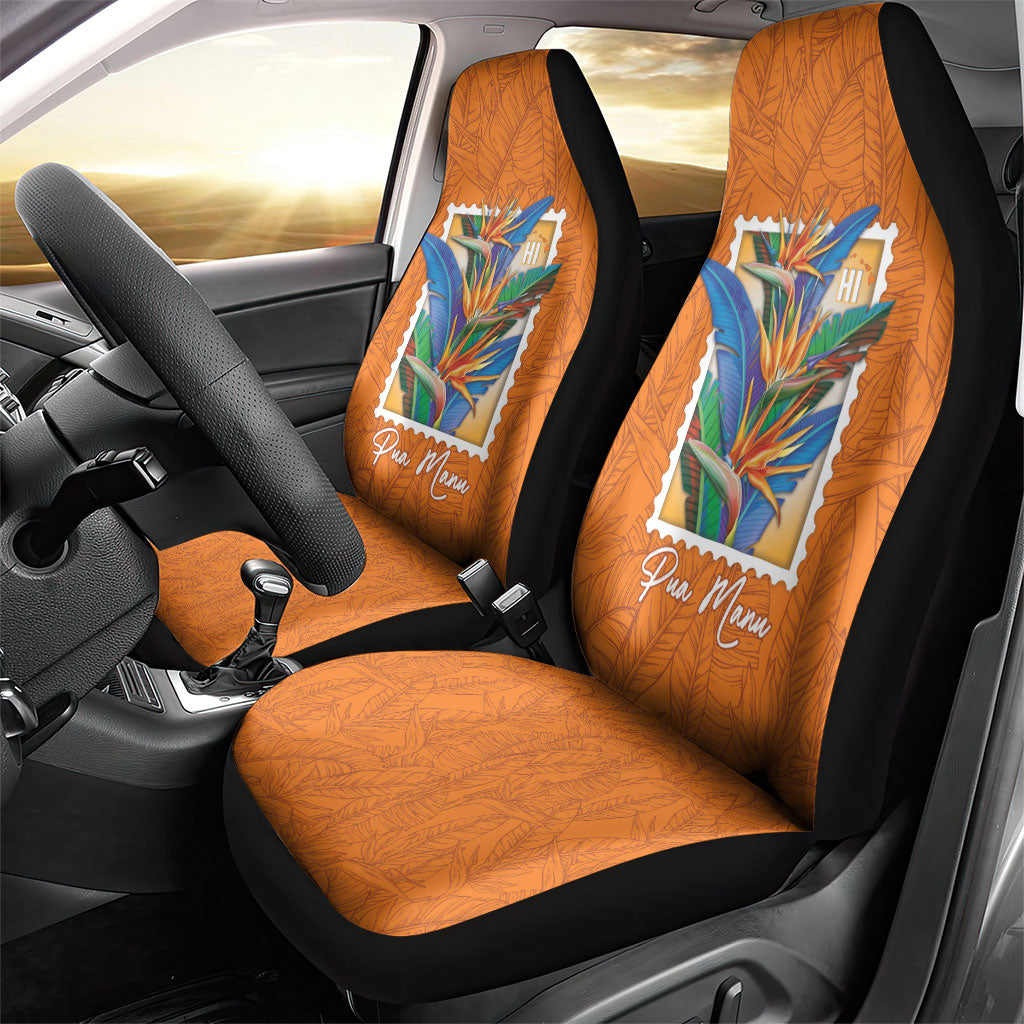 Aloha Hawaii Pua Manu Car Seat Cover Hawaiian Bird of Paradise Flowers Stylized Stamp LT14 - Polynesian Pride