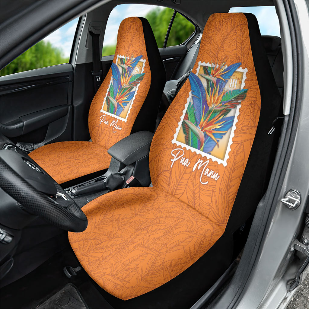 Aloha Hawaii Pua Manu Car Seat Cover Hawaiian Bird of Paradise Flowers Stylized Stamp LT14 - Polynesian Pride