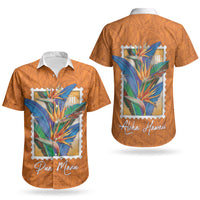 Aloha Hawaii Pua Manu Couples Matching Long Sleeve Bodycon Dress and Hawaiian Shirt Hawaiian Bird of Paradise Flowers Stylized Stamp LT14 - Polynesian Pride