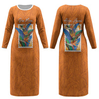 Aloha Hawaii Pua Manu Couples Matching Long Sleeve Bodycon Dress and Hawaiian Shirt Hawaiian Bird of Paradise Flowers Stylized Stamp LT14 - Polynesian Pride
