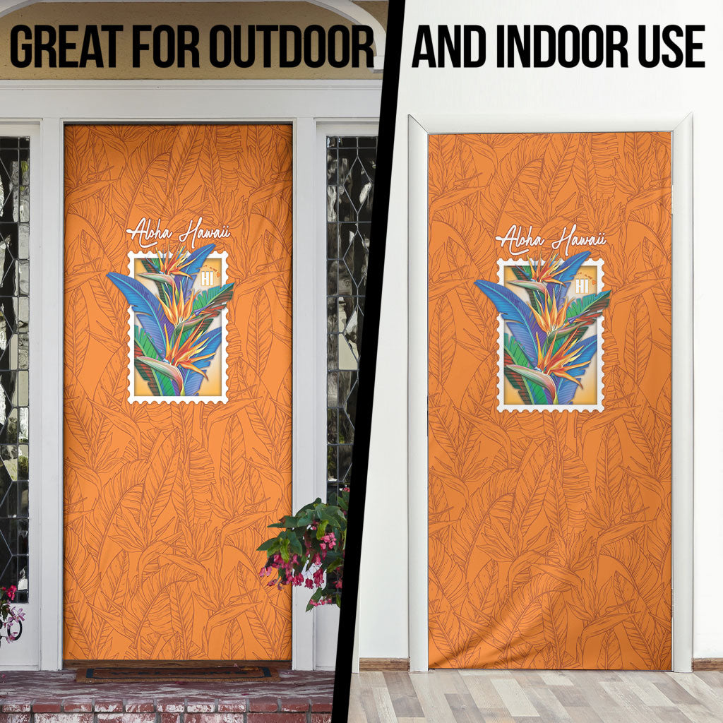 Aloha Hawaii Pua Manu Door Cover Hawaiian Bird of Paradise Flowers Stylized Stamp LT14 - Polynesian Pride