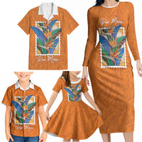 Aloha Hawaii Pua Manu Family Matching Long Sleeve Bodycon Dress and Hawaiian Shirt Hawaiian Bird of Paradise Flowers Stylized Stamp LT14 - Polynesian Pride