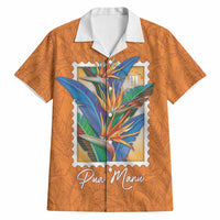Aloha Hawaii Pua Manu Hawaiian Shirt Hawaiian Bird of Paradise Flowers Stylized Stamp LT14 Orange - Polynesian Pride